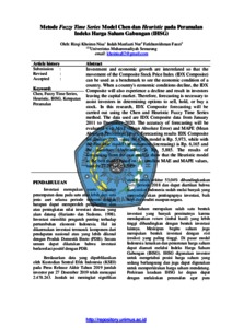 METODE FUZZY TIME SERIES MODEL CHEN DAN HEURISTIC PADA PERAMALAN INDEKS ...