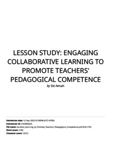 LESSON STUDY: ENGAGING COLLABORATIVE LEARNING TO PROMOTE TEACHERS ...